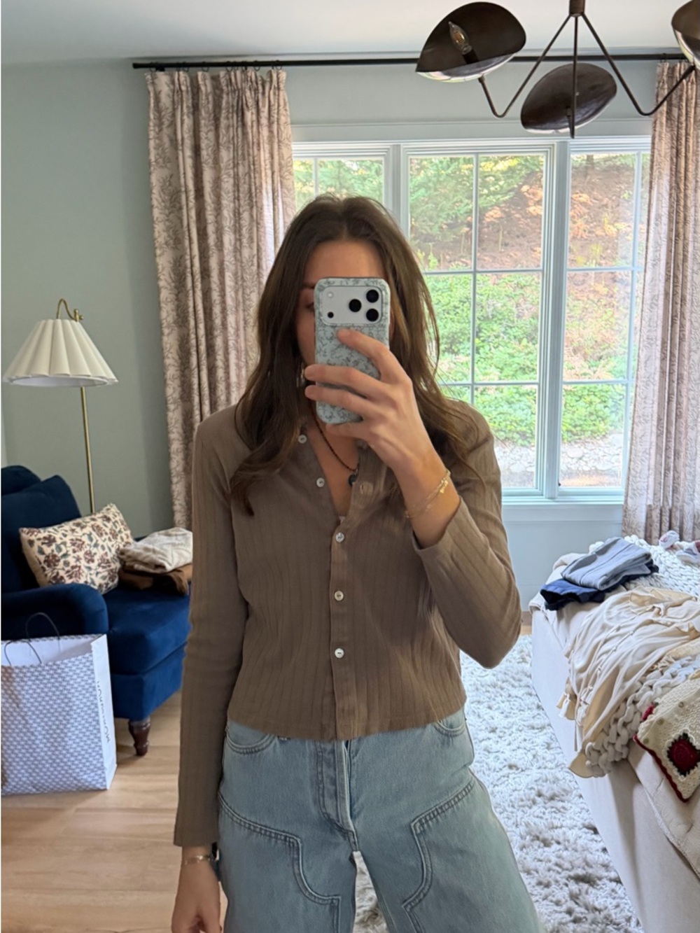 Donni Rib Cardigan - Taupe - Picture 3 of 3